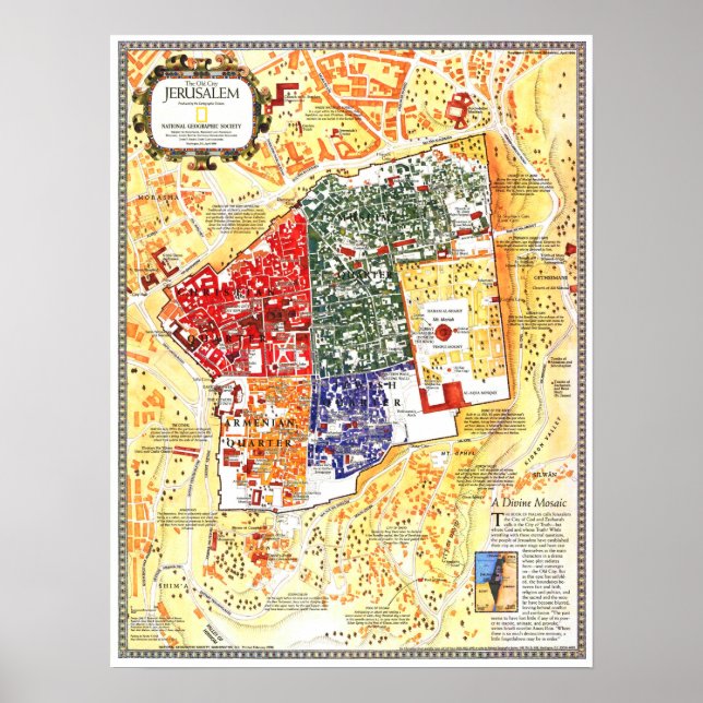 " Israel: 1996 Jerusalem - Old City Map ... Poster (Front)