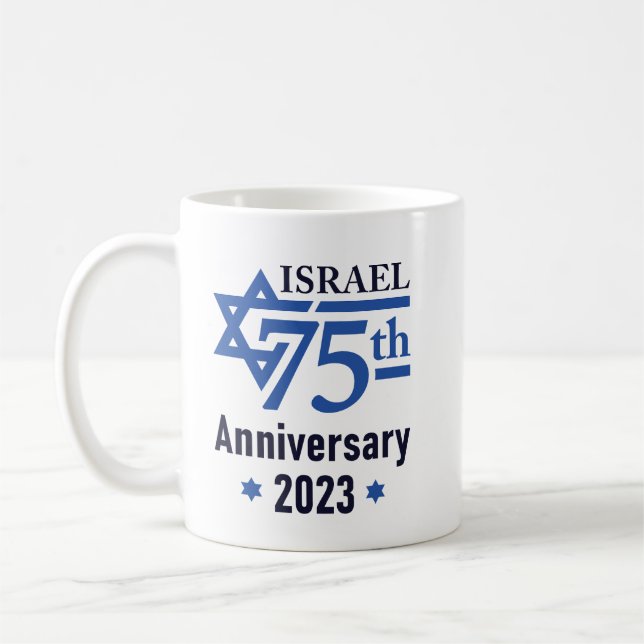 Israel 75th Anniversary Star of David Coffee Mug (Left)
