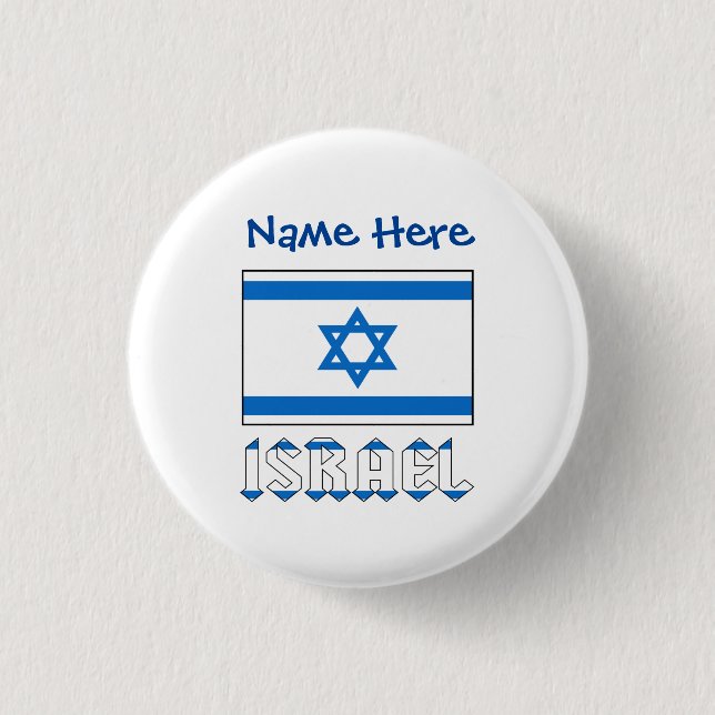 Israel and Israeli Flag Blue Personalisation  3 Cm Round Badge (Front)