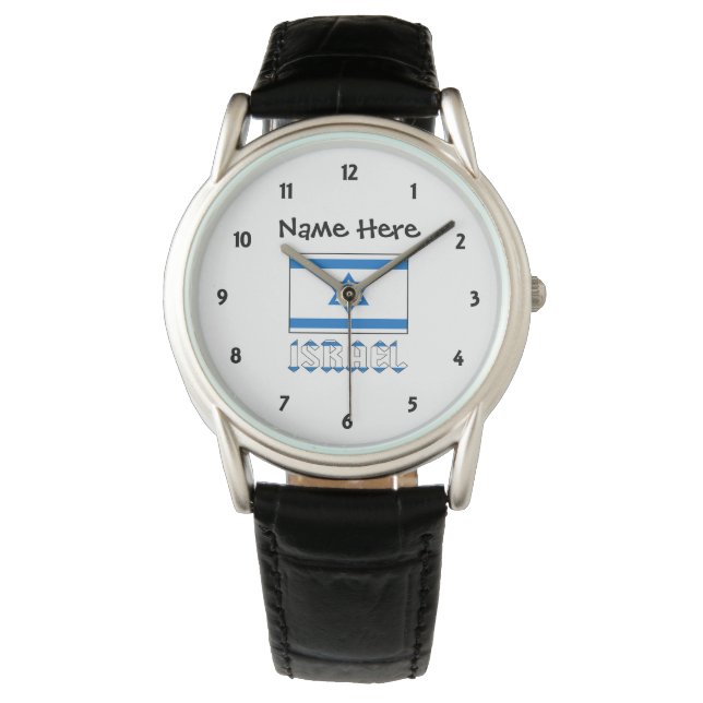 Israel and Israeli Flag with Your Name Watch (Front)