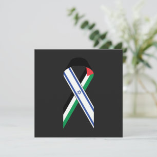 Israel and Palestine flag peace ribbon black card