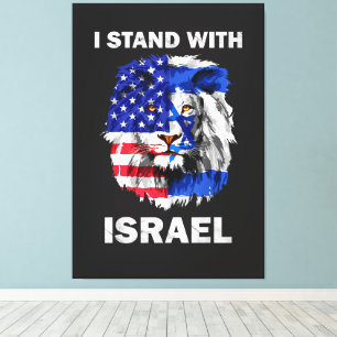 Israel and USA Flag Lion _ I Stand with Israel Canvas Print