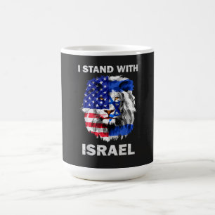 Israel and USA Flag Lion _ I Stand with Israel Coffee Mug
