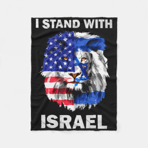 Israel And Usa Flag Lion I Stand With Israel Fleece Blanket