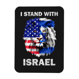 Israel and USA Flag Lion _ I Stand with Israel Magnet