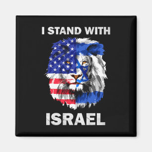 Israel And Usa Flag Lion I Stand With Israel Magnet