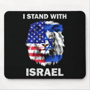 Israel And Usa Flag Lion I Stand With Israel  Mouse Mat