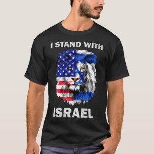 Israel And Usa Flag Lion I Stand With Israel T-Shirt