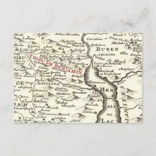Israel Antique Map Benjamin Bar Mitzvah Thank You Card