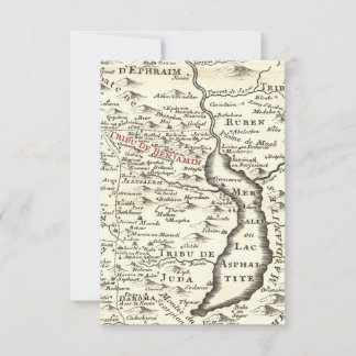 Israel Antique Map Benjamin Bar Mitzvah Thank You Invitation