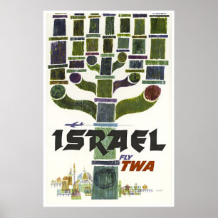 Israel Art Jerusalem Print TWA Travel Poster David