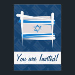 Israel Brush Flag Invitation<br><div class="desc">Represent Israel! This item features a brush stroke sketch of the Israeli flag that simulates Sume-e brush painting. Do you know an Israeli or Israeli-American who misses their home country and culture and would like to be patriotic about their nation? Travellers to Israel, Israeli-Americans, Jews, Jewish-Americans, or the Israelis themselves...</div>