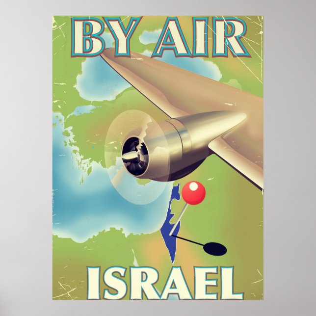 Israel By air vintage travel poster (Front)