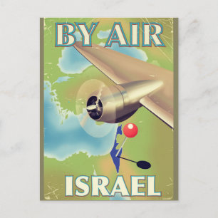 Israel By air vintage travel poster Postcard