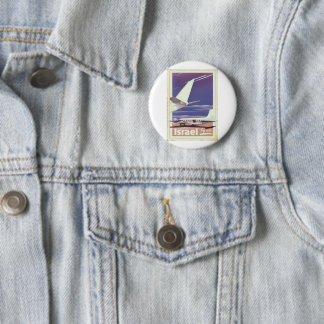 Israel Commercial airliner travel poster 6 Cm Round Badge