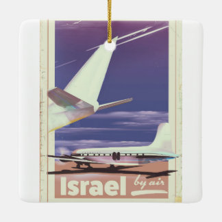 Israel Commercial airliner travel poster Ceramic Tree Decoration