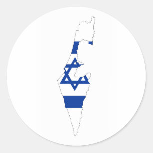 israel country flag map shape silhouette classic round sticker