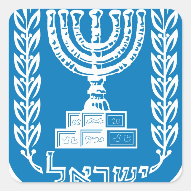 israel emblem square sticker (Front)