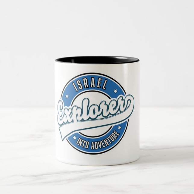 Israel explorer into adventure Two-Tone coffee mug (Center)