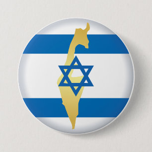 Israel Flag and Map Blue Star of David Emblem 7.5 Cm Round Badge