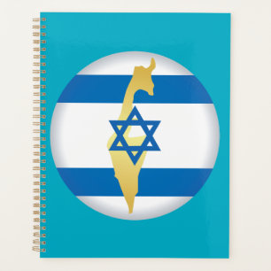 Israel Flag and Map Blue Star of David Emblem Planner
