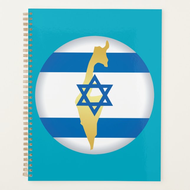 Israel Flag and Map Blue Star of David Emblem Planner (Front)