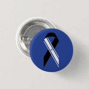Israel flag black ribbon blue 3 cm round badge