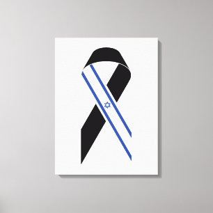 Israel flag black ribbon canvas print