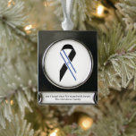 Israel flag black ribbon custom memorial Hanukkah  Silver Plated Banner Ornament<br><div class="desc">Israel flag black ribbon personalised custom text Ornament.  It works for a memorial and Hanukkah as an ornament as well as a keepsake.
I Stand with Israel.
Israeli Flag.
Anti war,  solidarity,  support.</div>