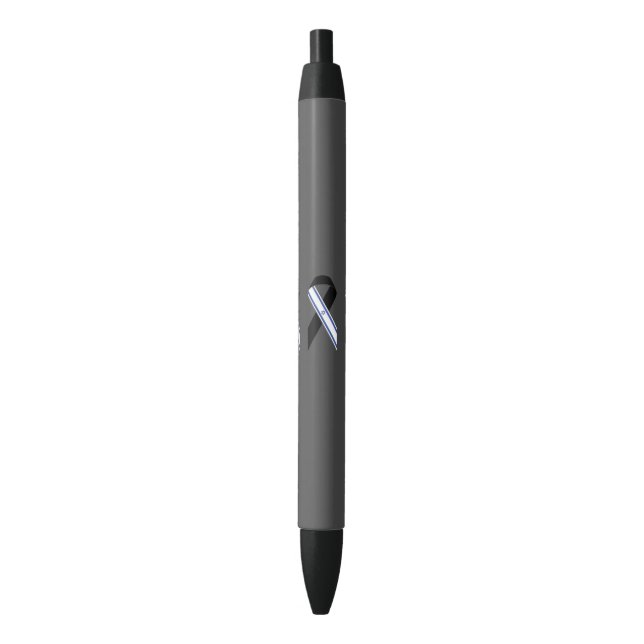 Israel flag black ribbon dark grey black ink pen (Front Vertical)