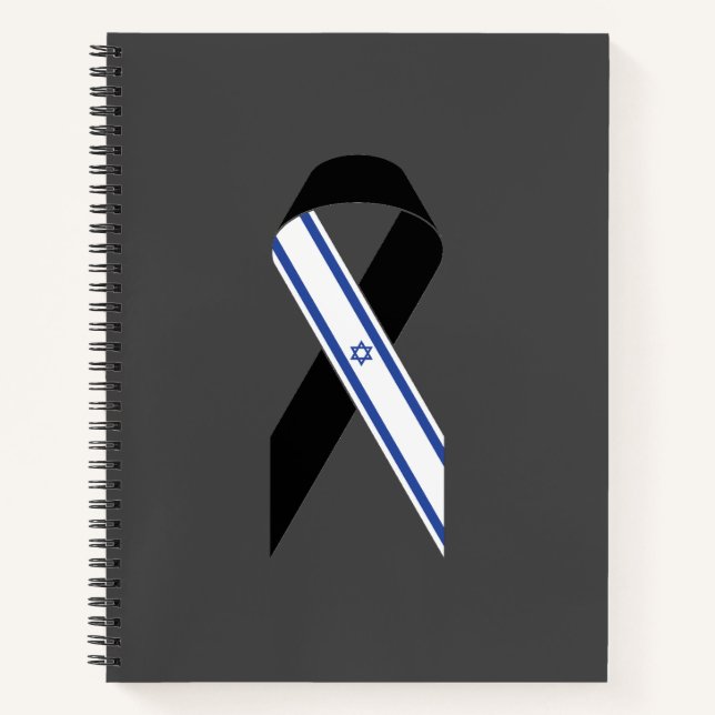 Israel flag black ribbon dark grey notebook (Front)