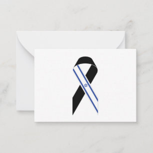 Israel flag black ribbon Hanukkah Card