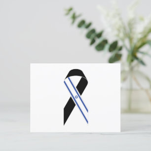 Israel flag black ribbon Hanukkah Postcard