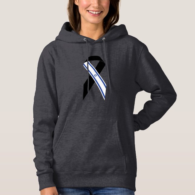 Israel flag black ribbon hoodie (Front)