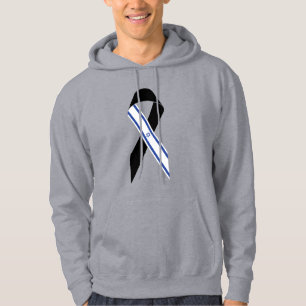 Israel flag black ribbon hoodie