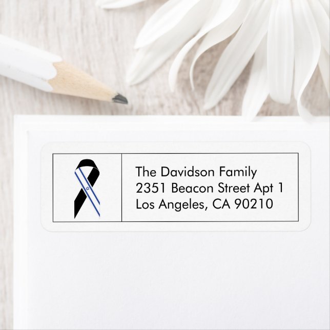 Israel flag black ribbon memorial black border (Insitu)