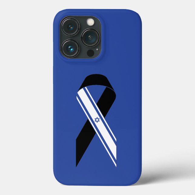 Israel flag black ribbon memorial blue Case-Mate iPhone case (Back)