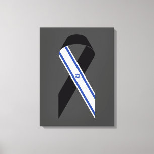 Israel flag black ribbon memorial canvas print