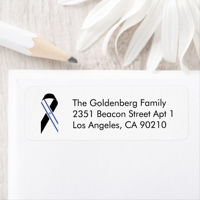 Israel flag black ribbon Return Address (Insitu)