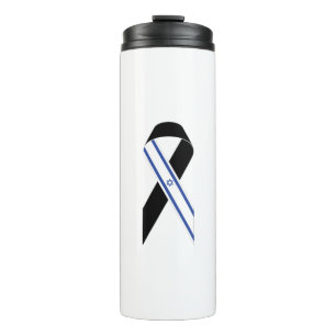 Israel flag black ribbon thermal tumbler