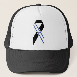 Israel flag black ribbon trucker hat