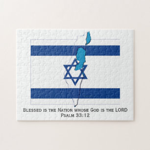 ISRAEL FLAG   Blessed Nation   Star of David Jigsaw Puzzle