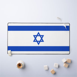 Israel flag blue and white modern desk mat
