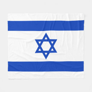 Israel flag blue and white modern patriotic fleece blanket
