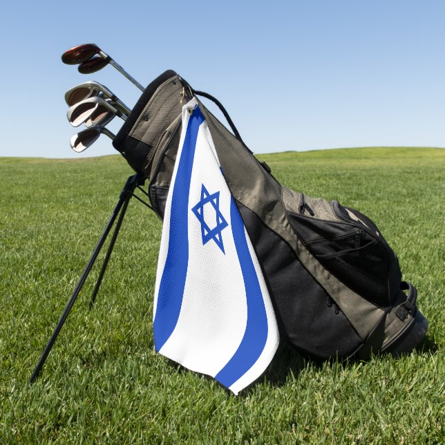 Israel flag blue and white modern patriotic golf towel (Green)