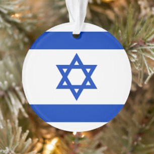 Israel flag blue and white modern patriotic ornament