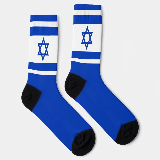 Israel flag blue and white modern patriotic socks (Right)