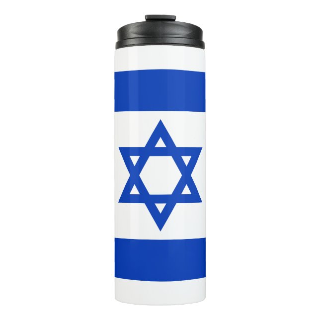 Israel flag blue and white modern patriotic thermal tumbler (Front)