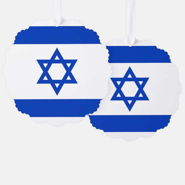Israel flag blue and white modern patriotic tree decoration card (Front/Back)