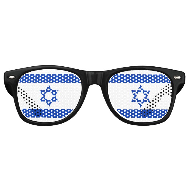 Israel flag blue and white modern retro sunglasses (Front)